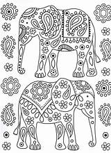 Coloring Elephant Colouring Pages Elephants Printable Mindfulness Adult Adults Patterns Hand Detailed Animal Mandalas Olifant Drawn sketch template