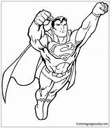 Superman Pages Flying Coloring Color Online sketch template