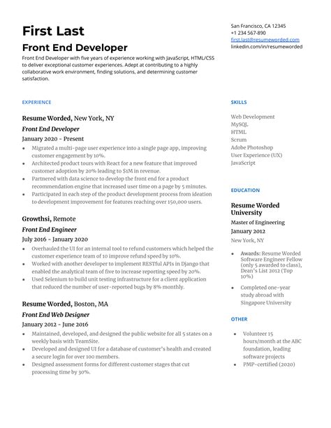 junior etl developer cv    resume worded