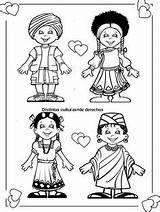 Coloring Pages Diversity Cultural Cute Children Around Template Different sketch template