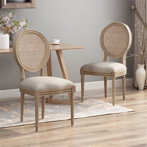 noble house ashlyn wooden dining chair  wicker  fabric seating