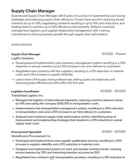 supply chain manager resume examples  guidance