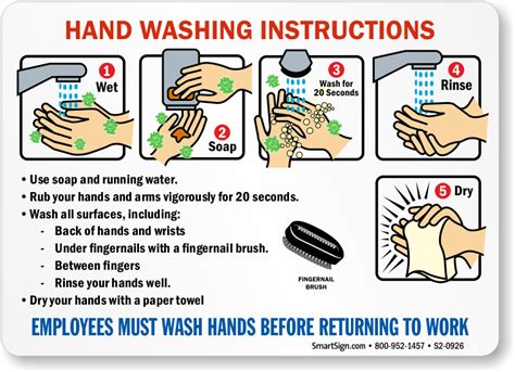 hand washing instruction steps  fingernail brush sign sku