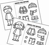 Preschool Clothes Winter Cut Paste Boy Activities Girl Color Worksheet Dress Kids Worksheets Weather Crafts Printables Coloring Clothing Kindergarten Onto sketch template