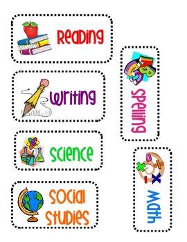 small subject labels classroom subject labels subject labels