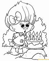 Coloring Pages Troll Trolls Printable Kids Sheets Color Birthday Colouring Book Camaro Stuff Drawing Blows Candles Four Its Small Disney sketch template