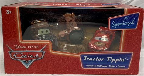 disney pixar cars tractor tipping playset  mater  lightning