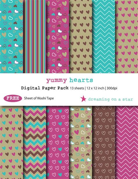 digital scrapbooking paper pack yummy hearts  dreamingonastar