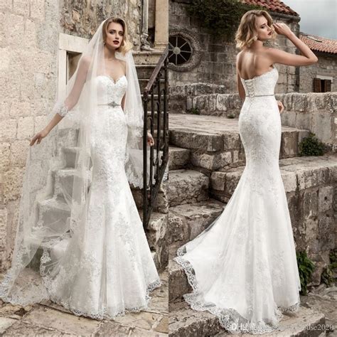 New Sexy Mermaid Wedding Dresses 2020 Sweetheart Lace Applique Beaded
