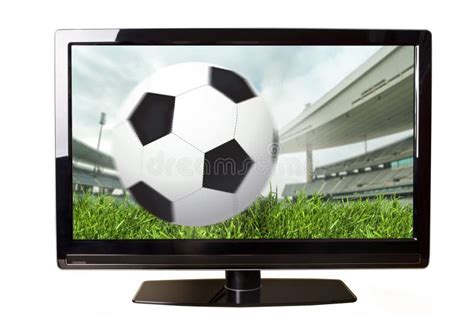 voetbal op tv stock foto image  elektronika conceptueel