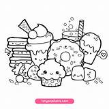 Sweets Coloring Kawaii Printable Doodle Pages Cute Color Deniz Tatyana Choose Board Kids Food sketch template