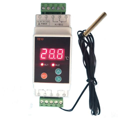 ac    din rail thermostat  sensor   relay output temperature alarm