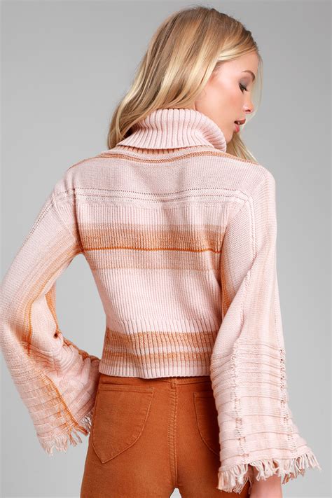 people close   blush sweater bell sleeve sweater lulus