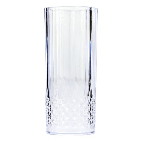 Clear Crystal Effect Highball 6pk Long Drinking Plastic Glasses Tumbler