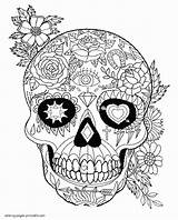 Coloring Skull Pages Adults Sugar Skulls Printable Print Adult Look Other sketch template