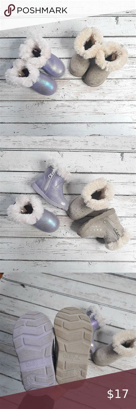 Cat And Jack Bundle Of Girls Fuzzy Boots Size 5 Fuzzy Boots Girls