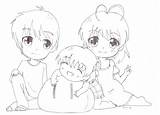 Family Anime Sketch Chibi Coloring Clannad Pages Deviantart Template Kitsune Dango sketch template
