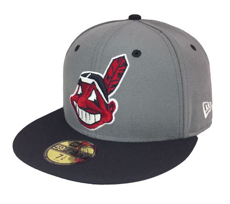 cleveland indians fitted  era fifty xl logo grey navy cap hat