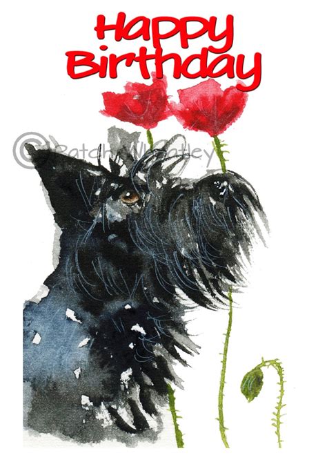 scottie dog happy birthday art greeting card
