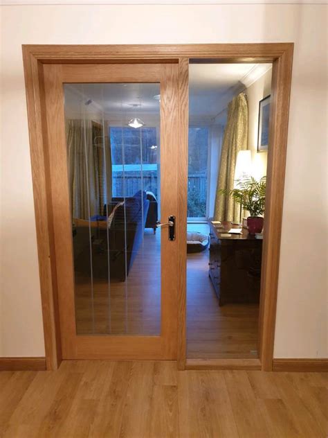 Solid Oak And Glass Internal Door With Glass Side Panel