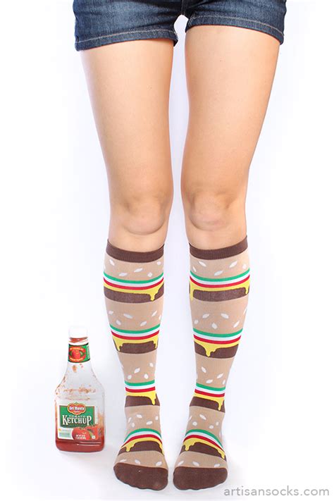 double cheeseburger knee high socks womens