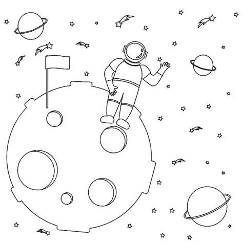 astronaut   moon coloring page  print  color