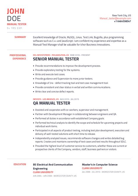 manual testing resume samples templates    vrogueco