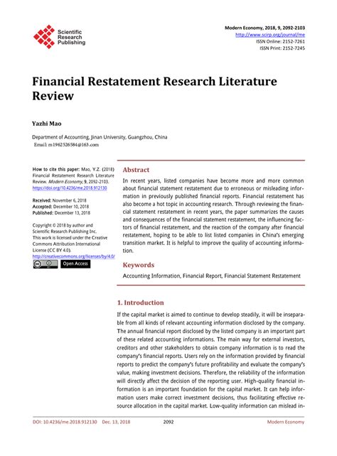 financial restatement research literature review
