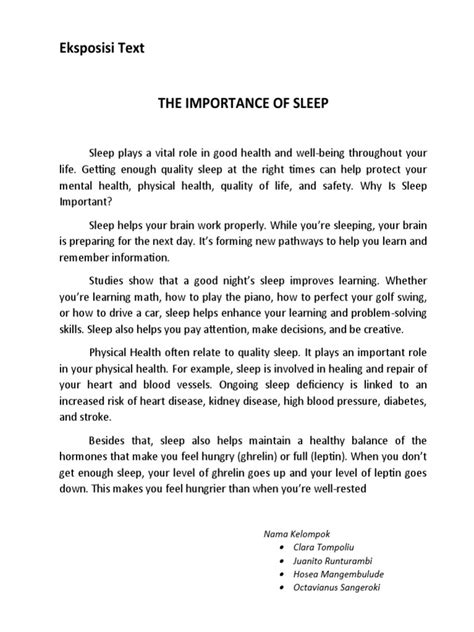 The Importance Of Sleep Pdf