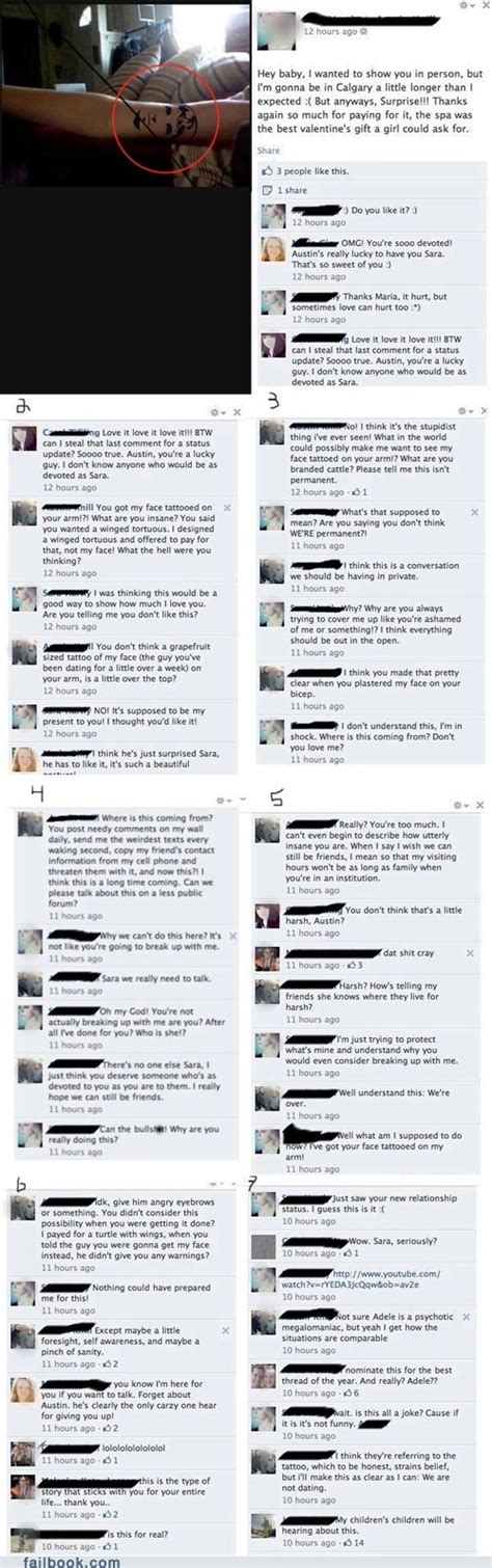 fake facebook fight over tattoo overly attached girlfriend know your meme