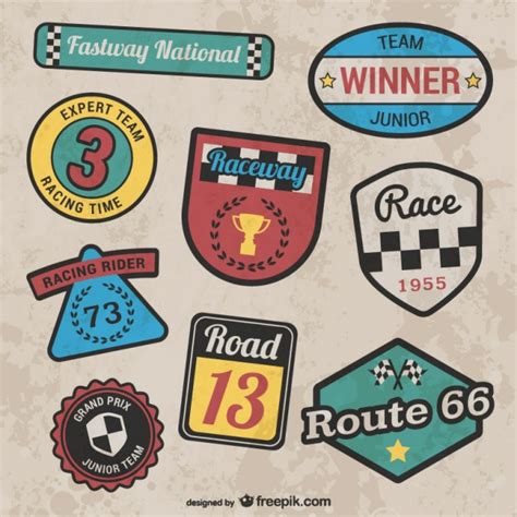 retro style racing stickers vector free download