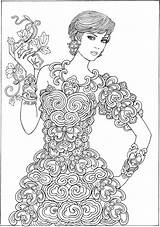 Coloring Fashion Adult Pages Book Dover Choose Board sketch template