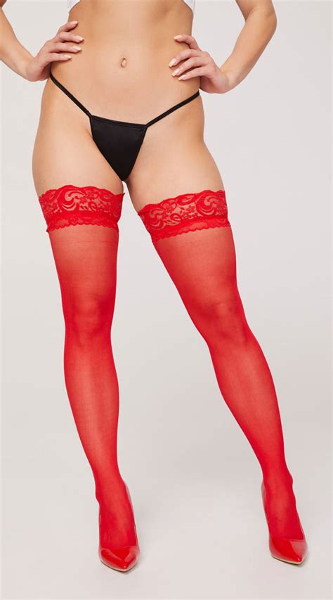 Yandy Lace Top Thigh High Stockings Sheer Lace Top Stockings
