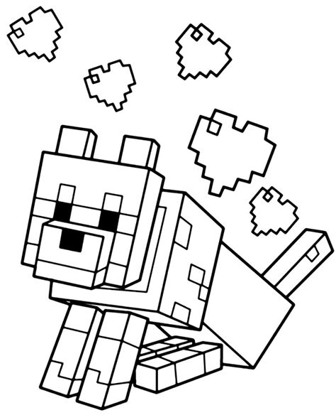 dog hearts minecraft coloring page topcoloringpagesnet