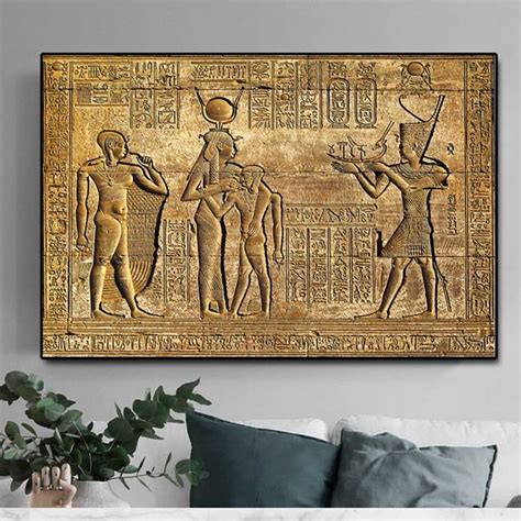 Ancient Egypt Wall Mural Print Egyptian Hieroglyphs Fresco Canvas