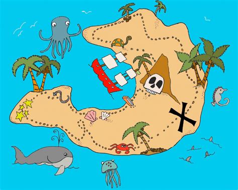 treasure island map kids coloring page stock photo picture