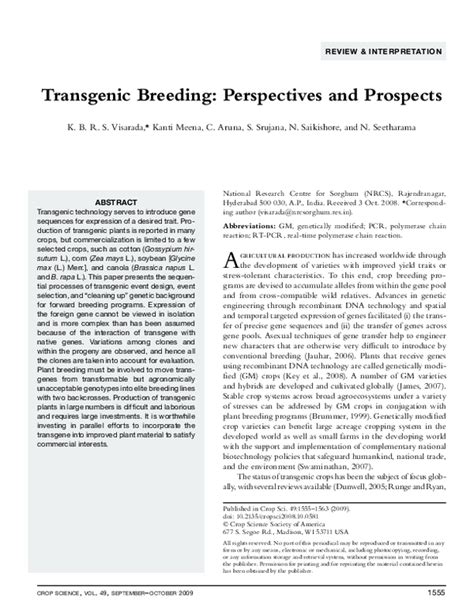 review interpretation transgenic breeding perspectives
