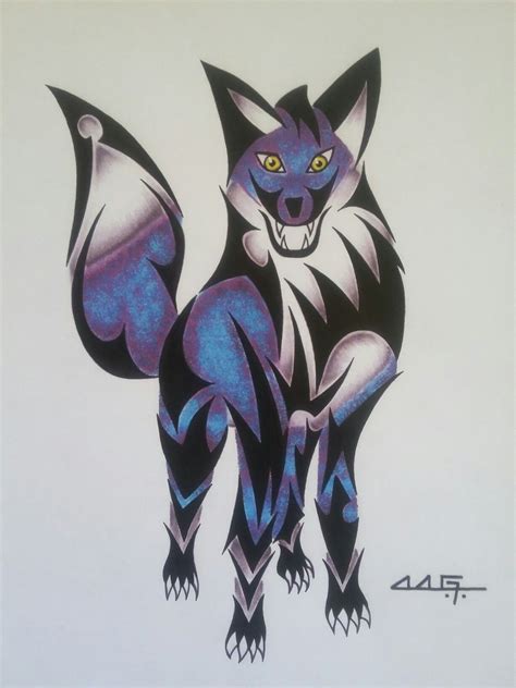 purple fox drawing illustration drawings purple