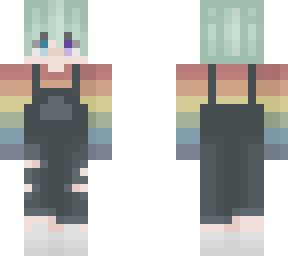 cute blue haired blue overalls boy minecraft skin