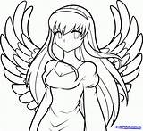 Angel Anime Girl Drawing Draw Step Drawings Easy Coloring Pages Sketch Manga Choose Board Template sketch template