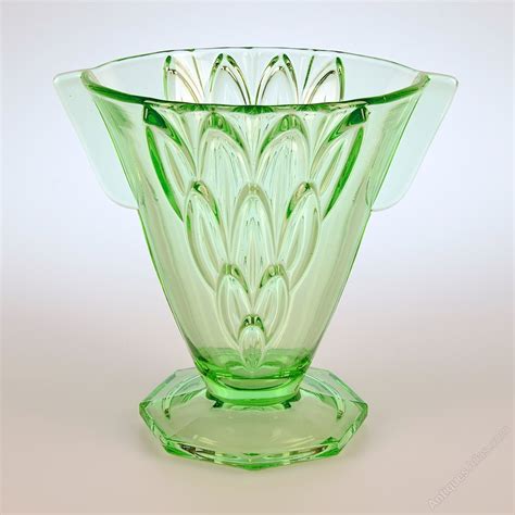 Antiques Atlas Art Deco Stolzle Uranium Glass Vase