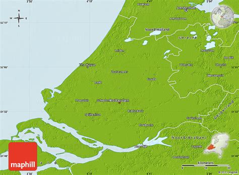 physical map  zuid holland