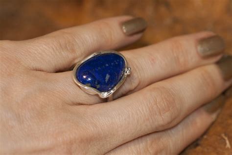 statement lapis lazuli ring fitted  sterling silver setting lapis