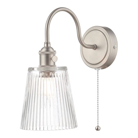 wall light antique chrome ribbed glass tapered shade lighting lights