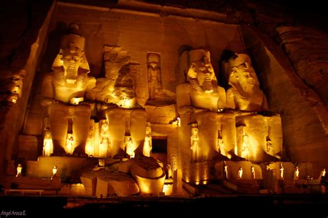 egyptian civilization  night abu simbel temple  night