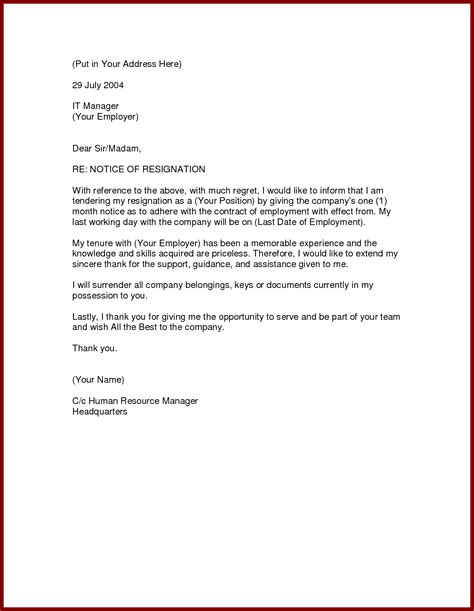 month notice resignation letter template  mind blowing reasons