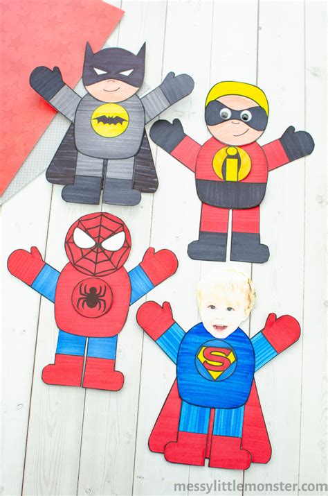 mix  match superhero craft printable superhero template messy