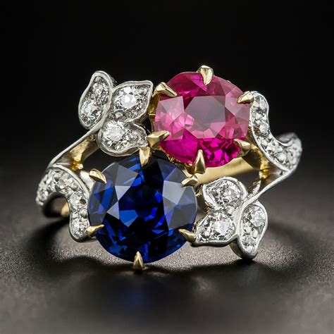 edwardian tiffany  ruby  sapphire ring