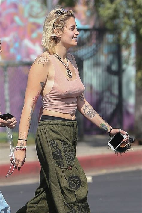 paris jackson s nipple piercings on full display in pink vest as she strolls around in the