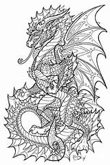 Pages Colouring Coloring Dragon Dragons Adults Drawing Printable Deviantart Adult sketch template